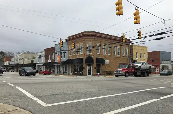 The main intersection in downtown Angier, North Carolina